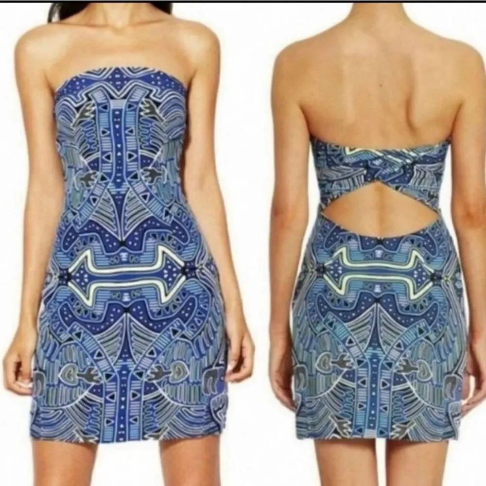 MaraāHoffman Mola Blue Strapless Cut Out Open Back Strapless Dressā
sz 4